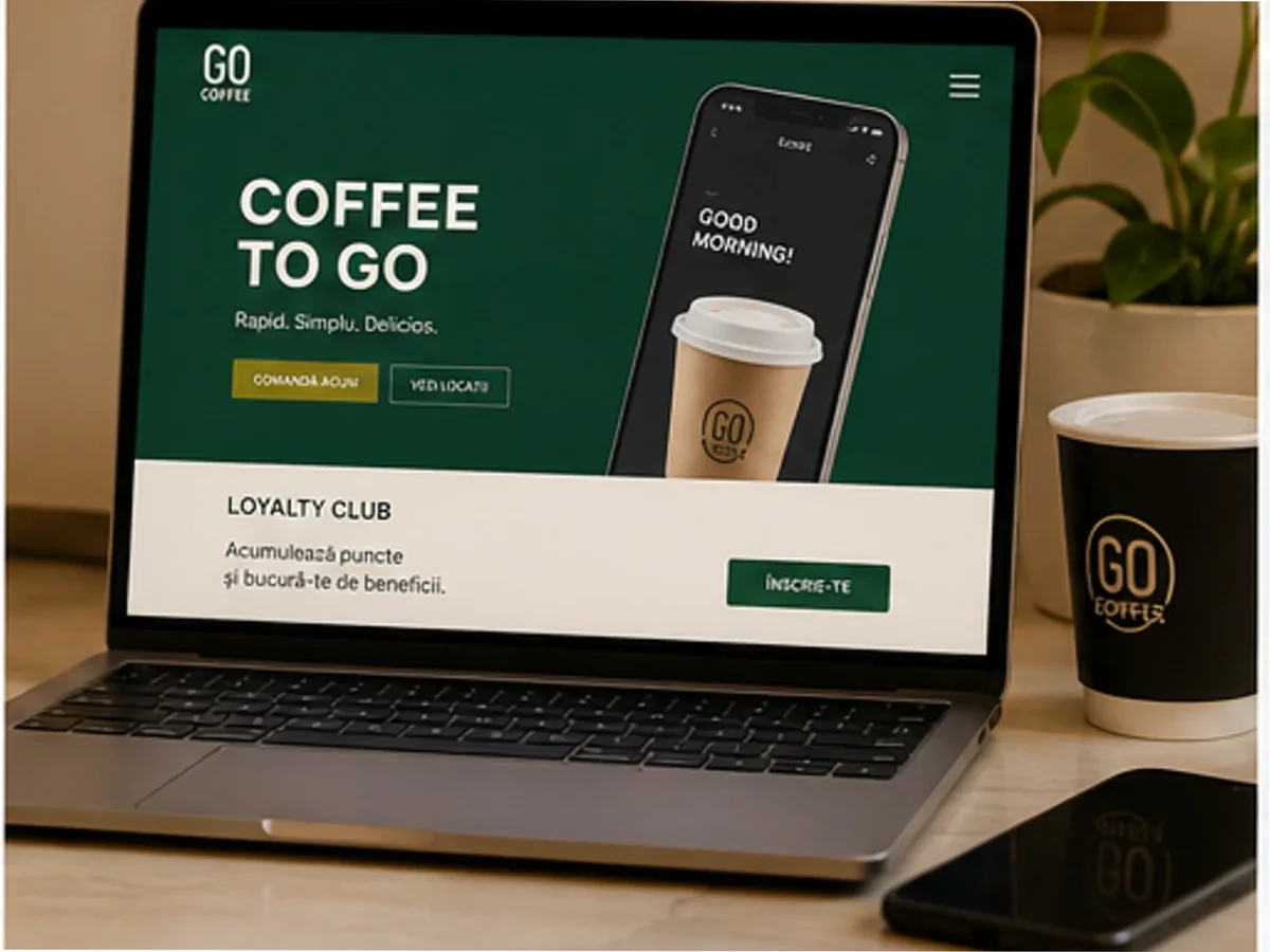 Coffee to go cu fidelizare - model de site pentru cafenele - Creare site cafenea