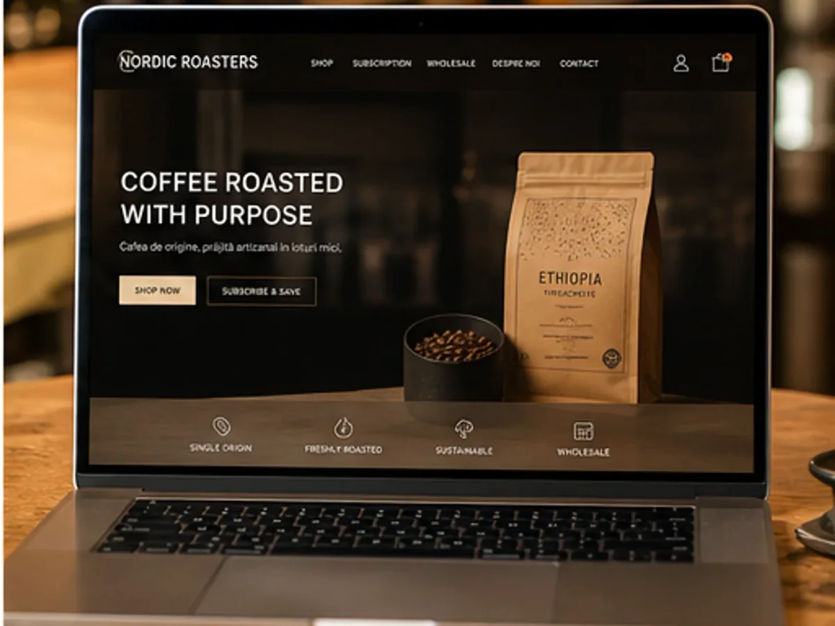 Prăjitorie de cafea cu shop online - model de site pentru cafenele - Creare site cafenea