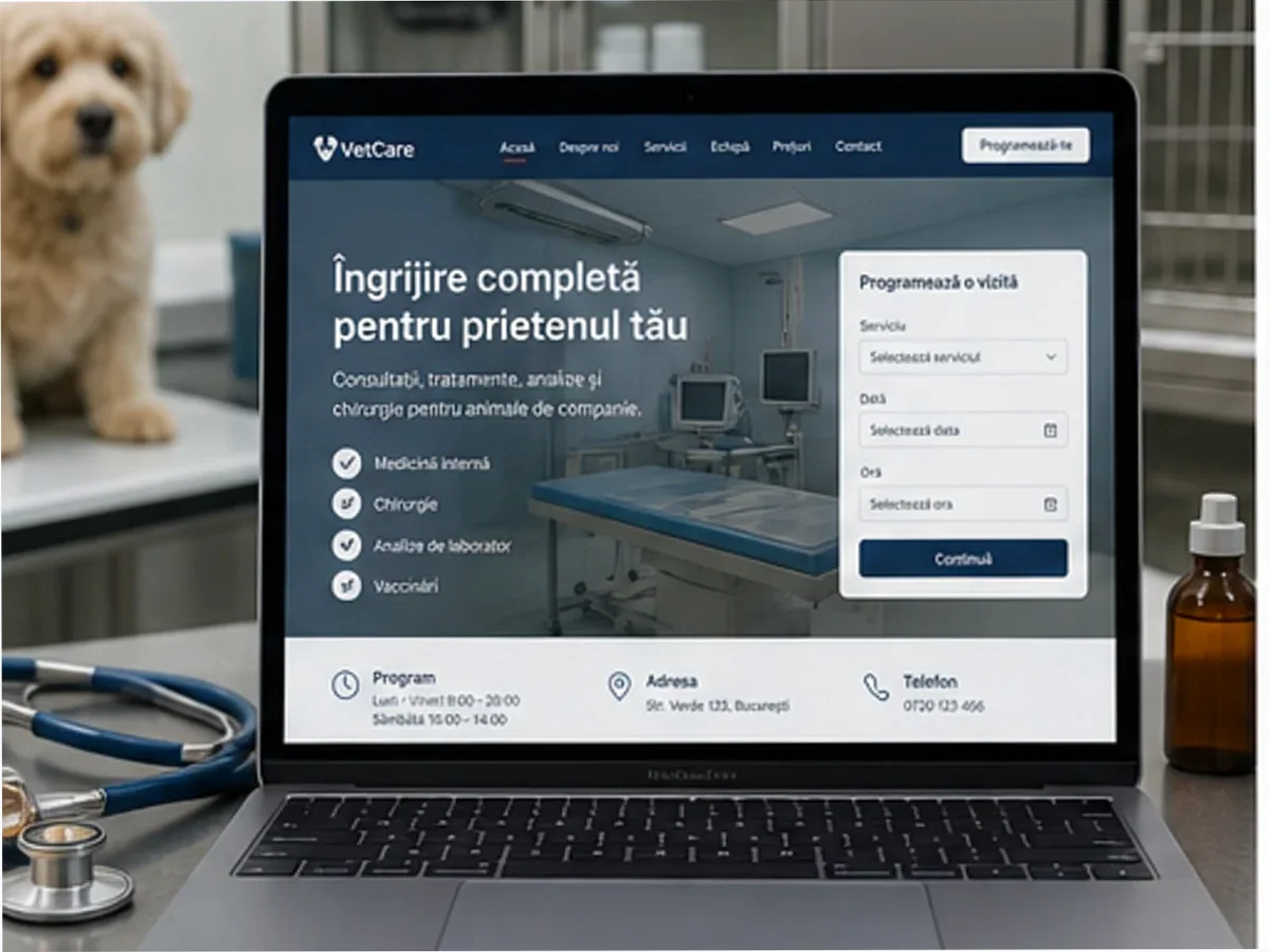 model foto realist pentru Creare site clinică veterinară
