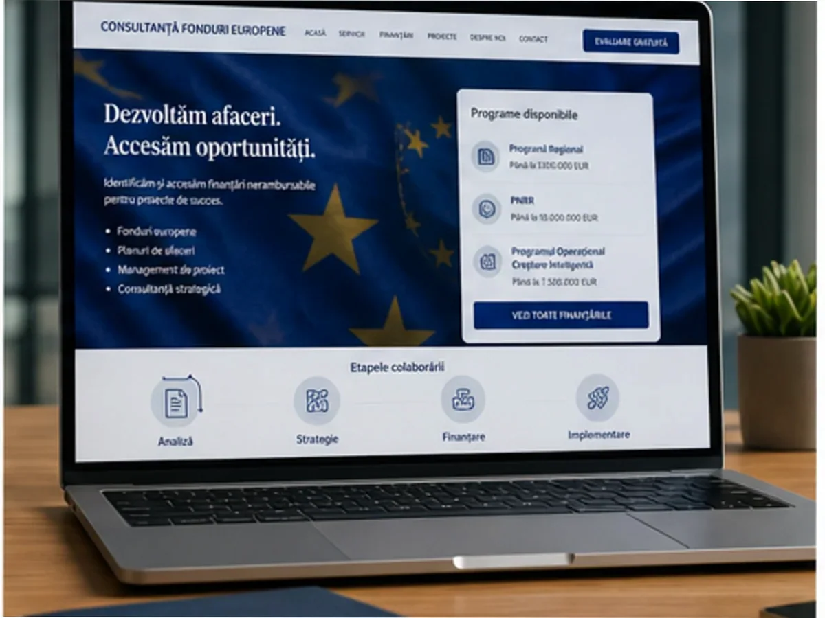 Site cu servicii pentru firme de consultanță fonduri - model de site pentru firme de consultanță fonduri - Creare site consultanță fonduri