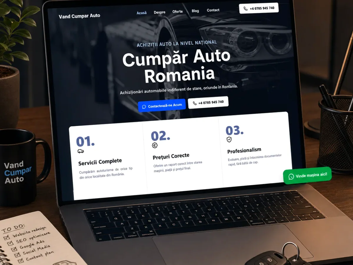 Site orientat spre apeluri, programări și cereri rapide - model de site pentru dealeri auto - Creare site dealer auto