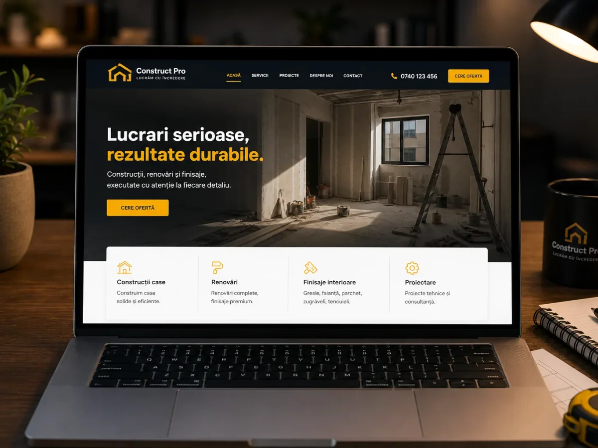 Site rapid pe mobil pentru diriginte de șantier - model de site pentru diriginți de șantier - Creare site diriginte de șantier