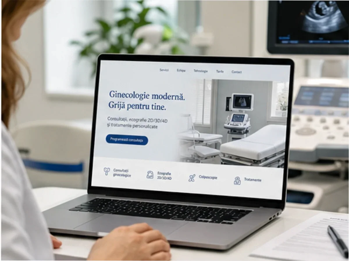 Clinică modernă cu ecografie - model de site pentru cabinete ginecologice - Creare site medic ginecolog