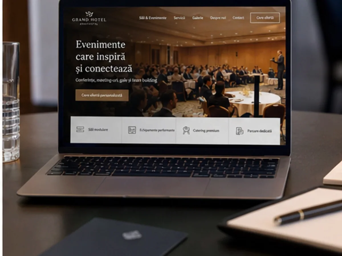 Hotel cu săli și evenimente corporate - model de site pentru hoteluri - Creare site hotel