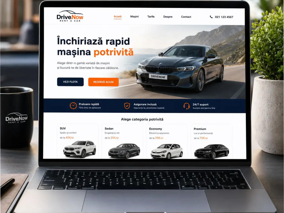 Site de încredere pentru închirieri auto - model de site pentru firme rent a car - Creare site închirieri auto