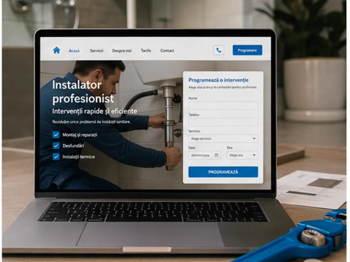 Site rapid pe mobil pentru instalator - model de site pentru instalatori - Creare site instalator