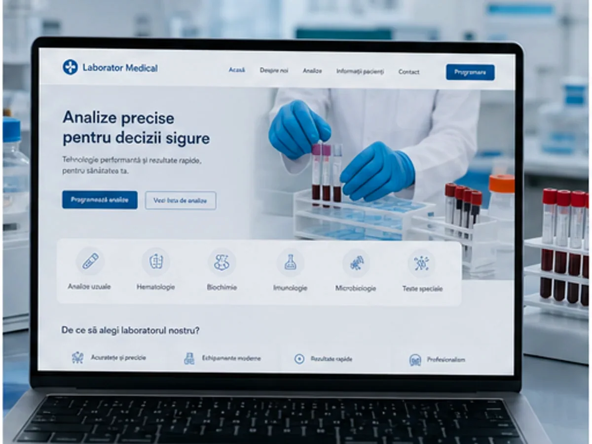 Site orientat spre programări, consultații și întrebări de la pacienți - model de site pentru laboratoare de analize - Creare site laborator de analize