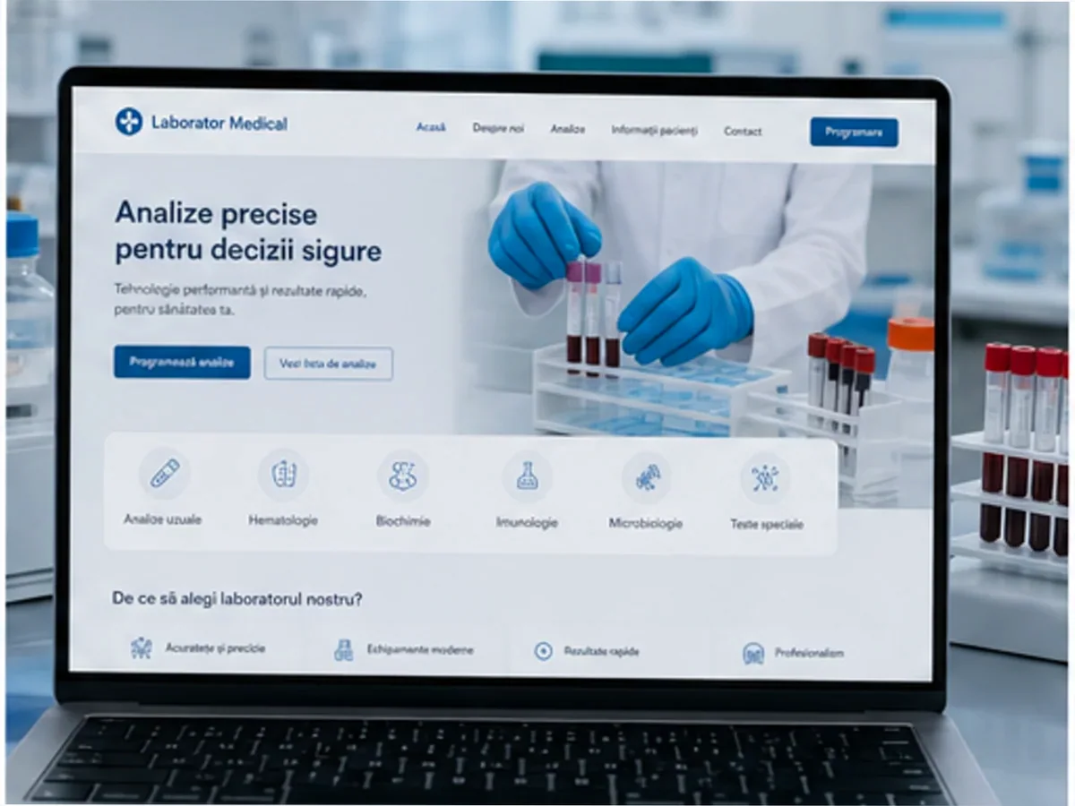 Site cu servicii pentru laboratoare de analize - model de site pentru laboratoare de analize - Creare site laborator de analize