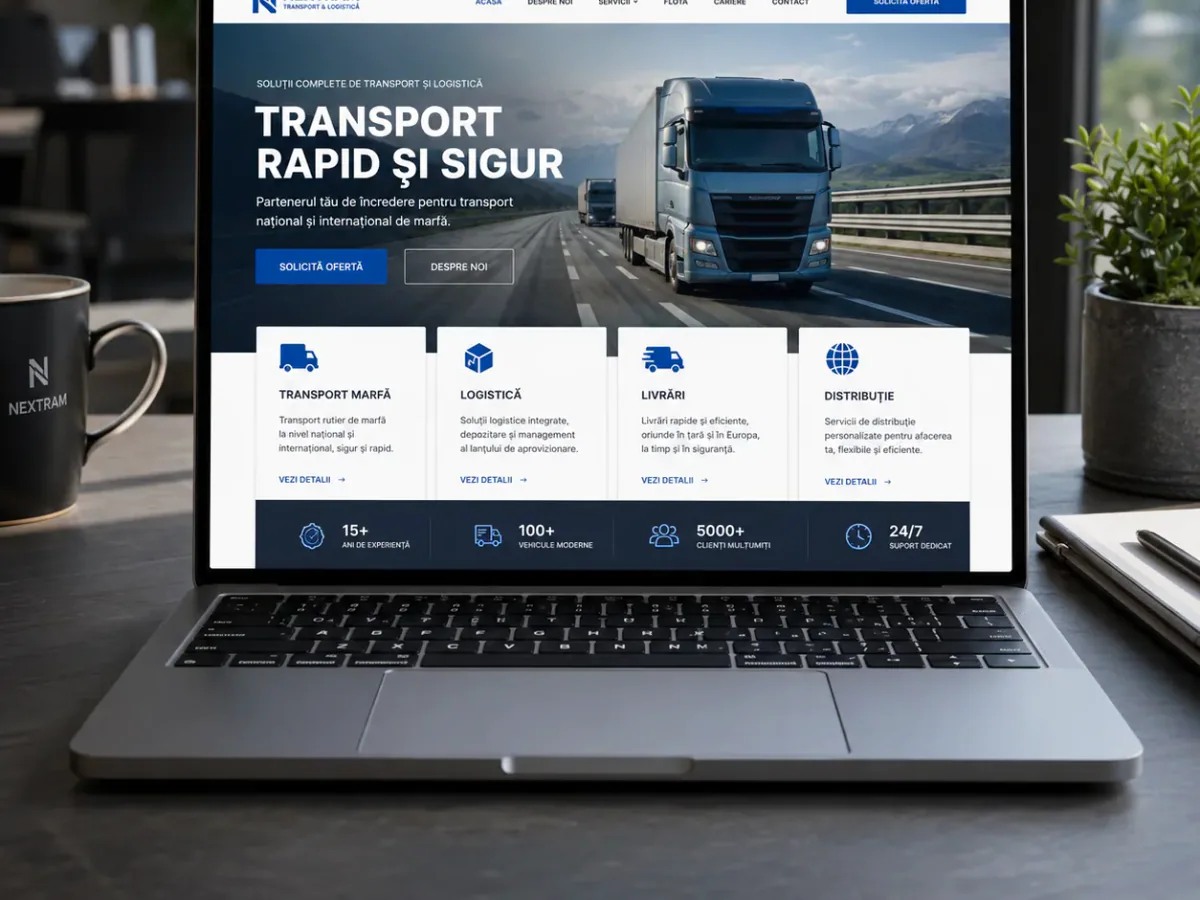 Site rapid pe mobil pentru logistică - model de site pentru firme de logistică - Creare site logistică