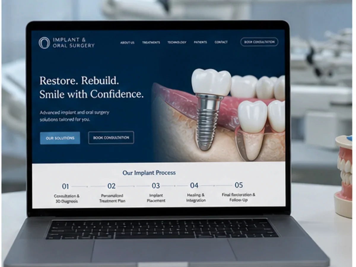 Implantologie și chirurgie - model de site pentru cabinete stomatologice - Creare site medic stomatolog