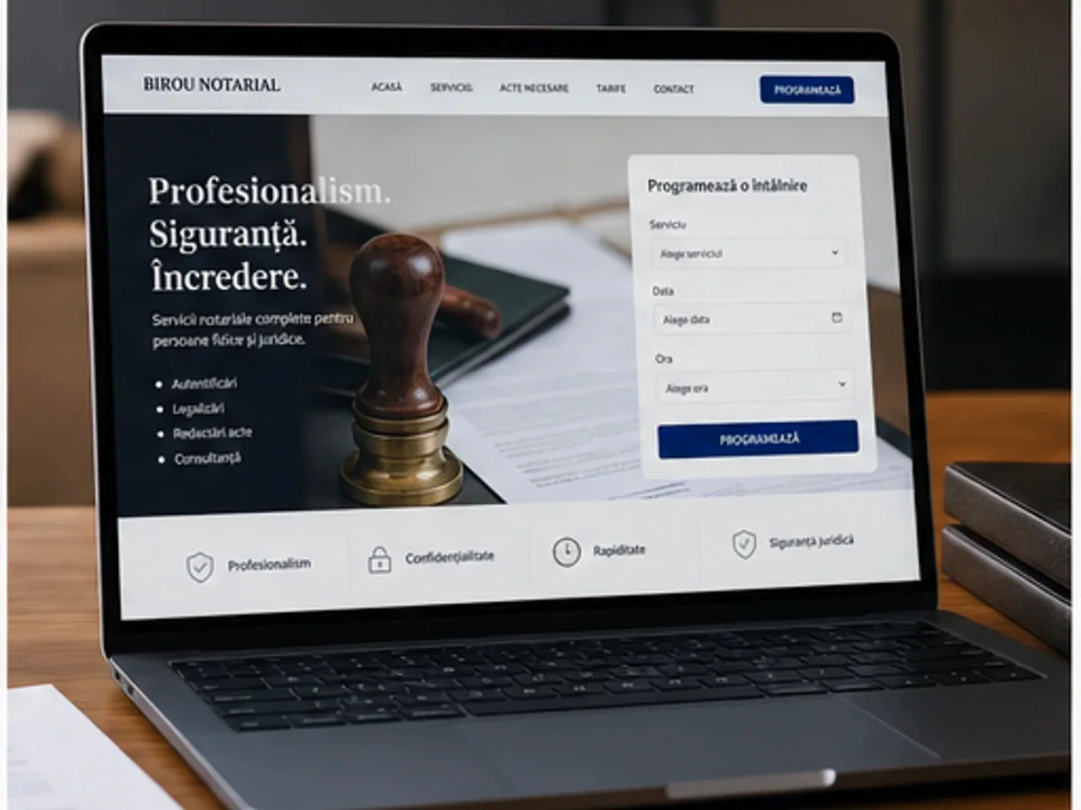 Site orientat spre consultații, brief-uri și cereri calificate - model de site pentru birouri notariale - Creare site notar