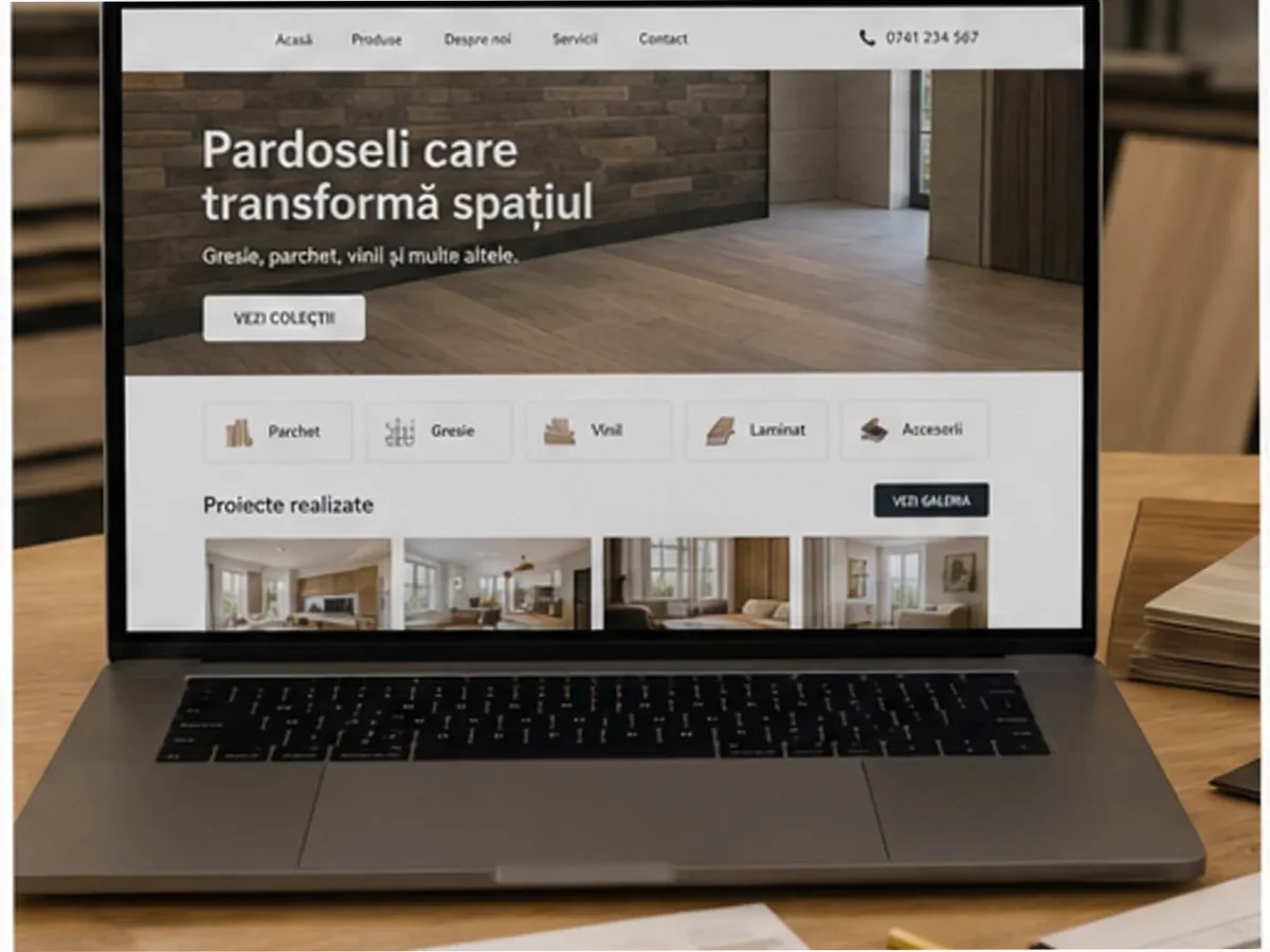 model foto realist pentru Creare site firmă pardoseli