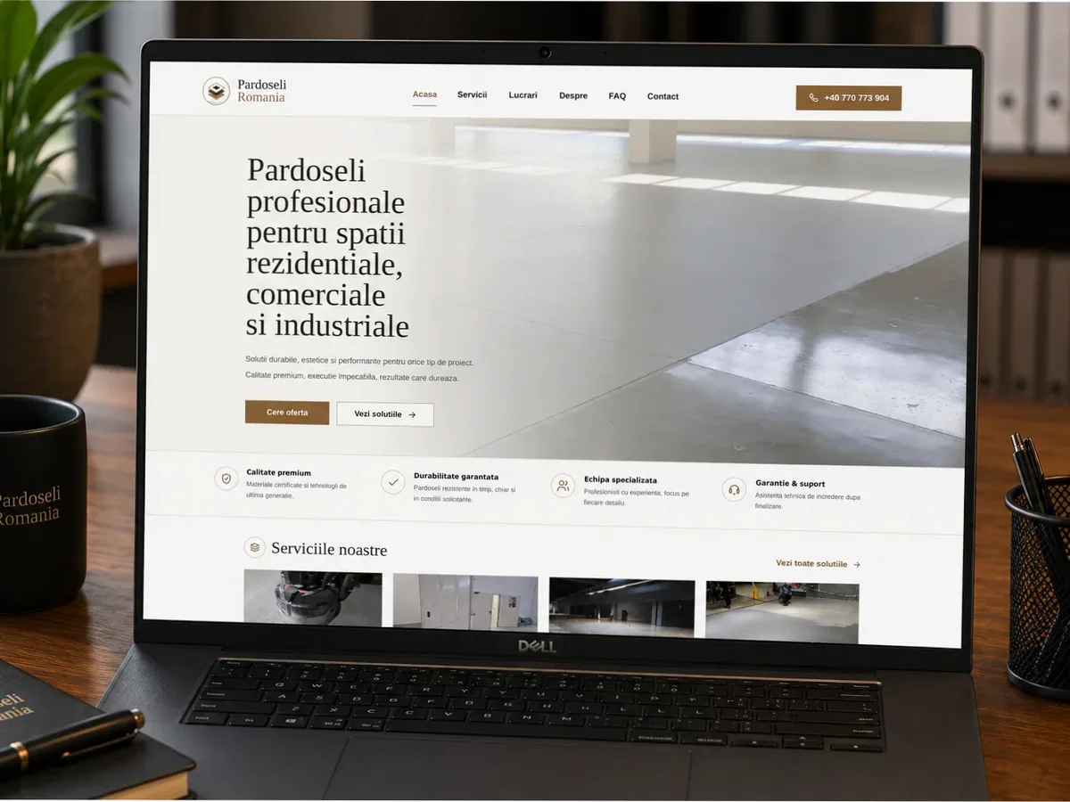 Site cu servicii pentru firme de pardoseli - model de site pentru firme de pardoseli - Creare site firmă pardoseli