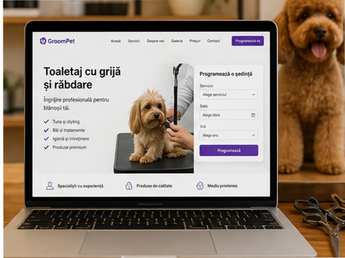 Site de încredere pentru pet grooming - model de site pentru saloane pet grooming - Creare site pet grooming