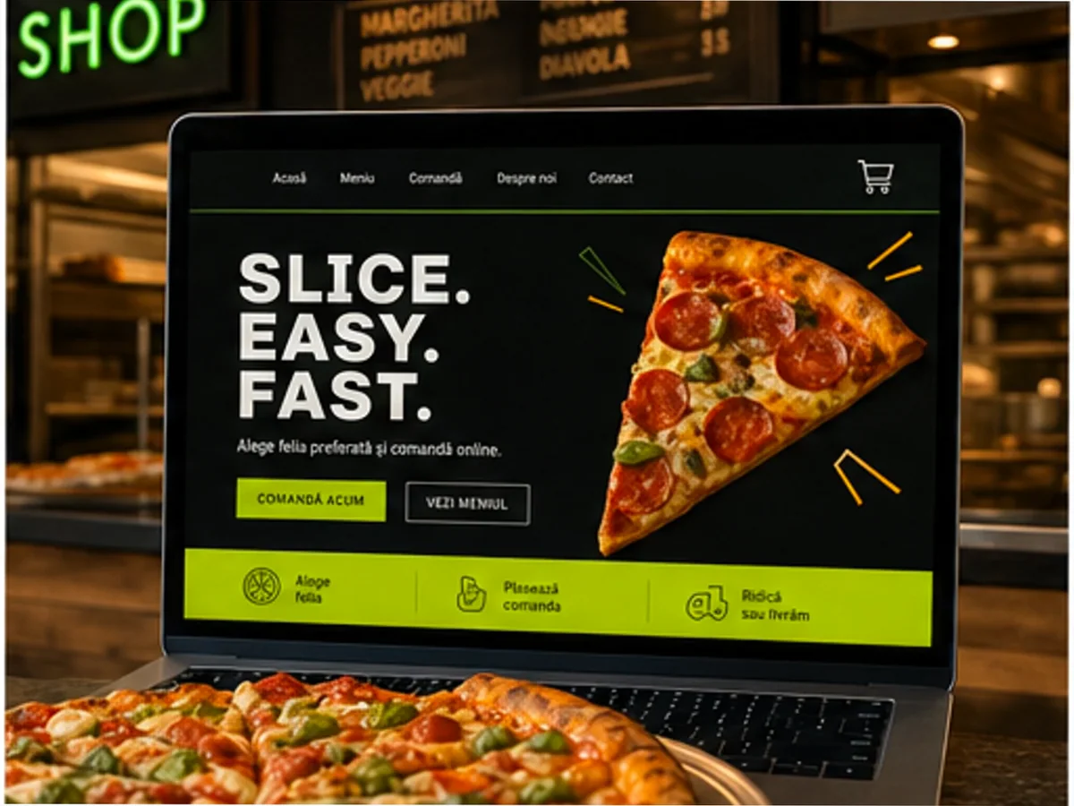 Pizza la felie și comandă online - model de site pentru pizzerii - Creare site pizzerie