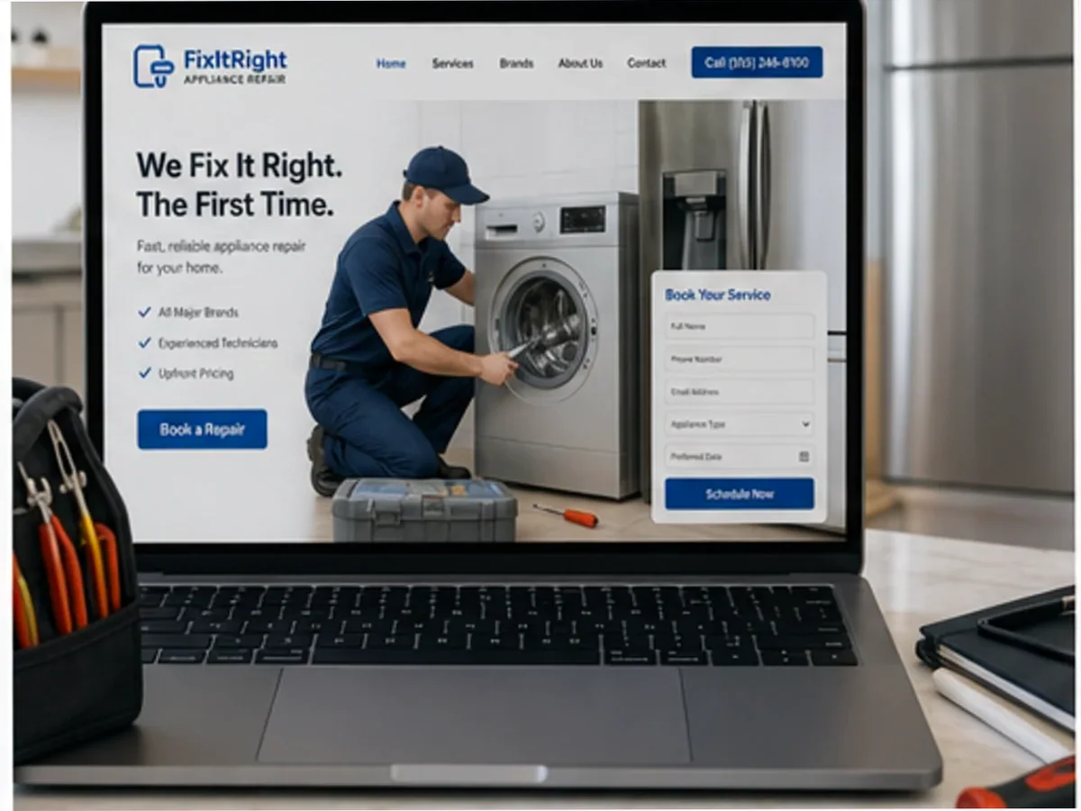 model foto realist pentru Creare site reparații electrocasnice