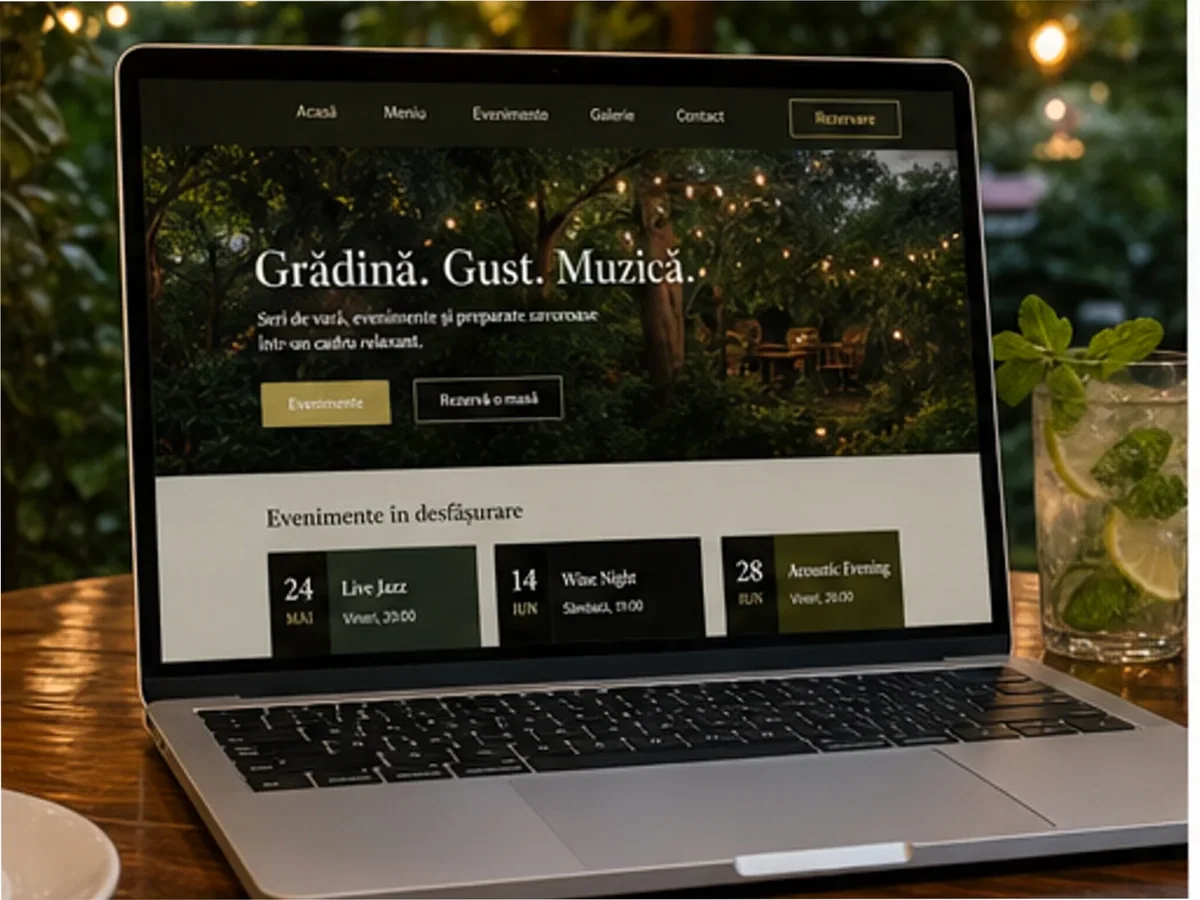 Restaurant cu terasă și evenimente - model de site pentru restaurante - Creare site restaurant