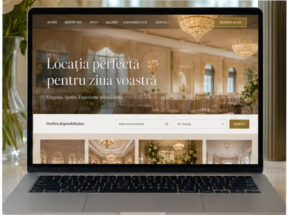 Locație premium pentru nunți - model de site pentru săli de evenimente - Creare site sală de evenimente
