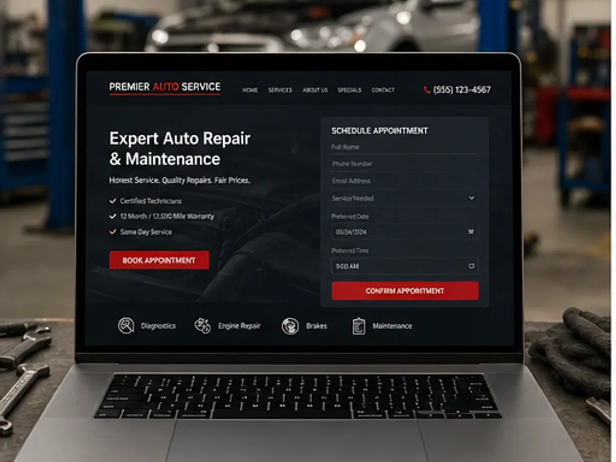 Site orientat spre apeluri, programări și cereri rapide - model de site pentru service-uri auto - Creare site service auto