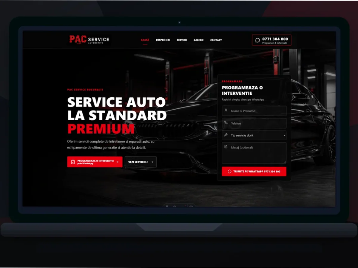 Site cu servicii pentru service-uri auto - model de site pentru service-uri auto - Creare site service auto