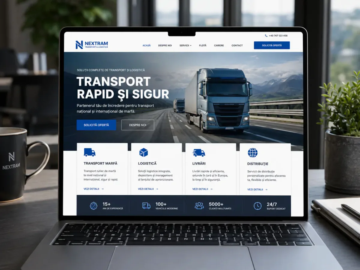Site orientat spre apeluri, programări și cereri rapide - model de site pentru service-uri pentru camioane - Creare site service camioane