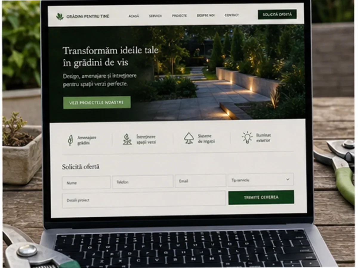 model foto realist pentru Creare site servicii grădinărit