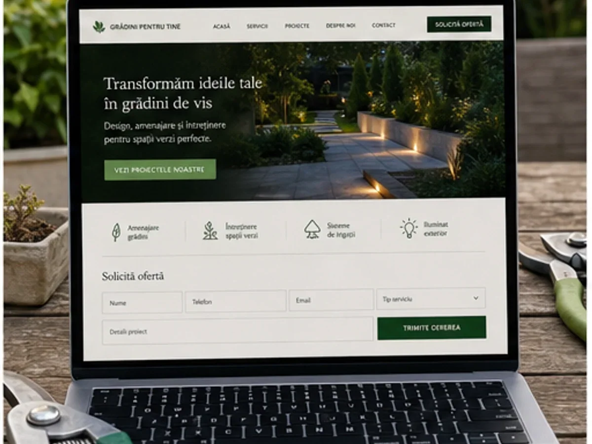 Site orientat spre apeluri, intervenții și programări rapide - model de site pentru firme de grădinărit - Creare site servicii grădinărit