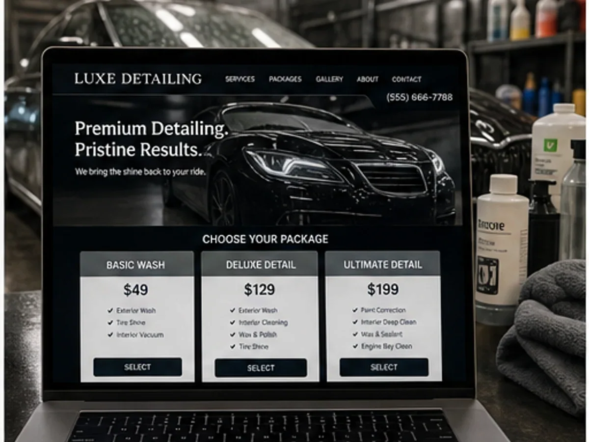 Site orientat spre apeluri, programări și cereri rapide - model de site pentru spălătorii auto - Creare site spălătorie auto