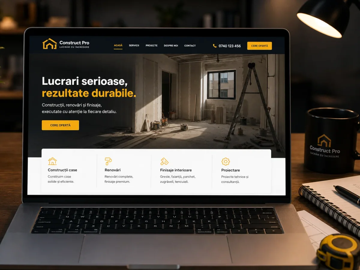 Site orientat spre estimări, apeluri și cereri de ofertă - model de site pentru firme de topografie - Creare site topograf