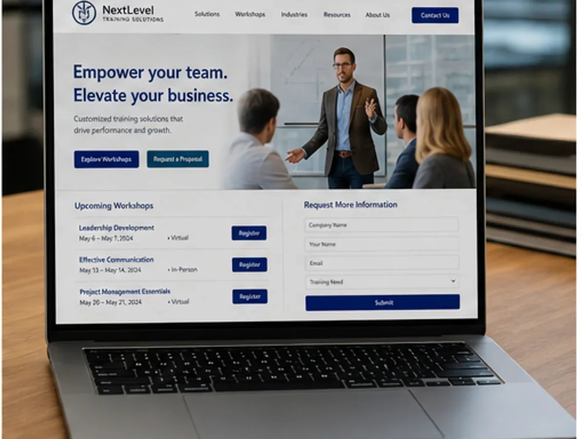 Site orientat spre înscrieri și cereri de informații - model de site pentru firme de training corporate - Creare site training corporate