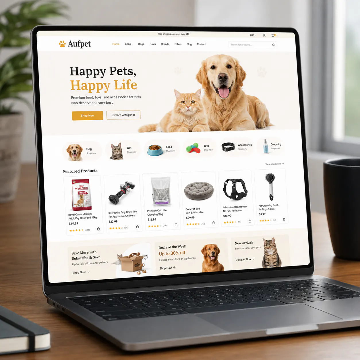Aufpet - magazin online în lucru pentru produse premium pentru animale - proiect Aufpet în portofoliul BrandWave