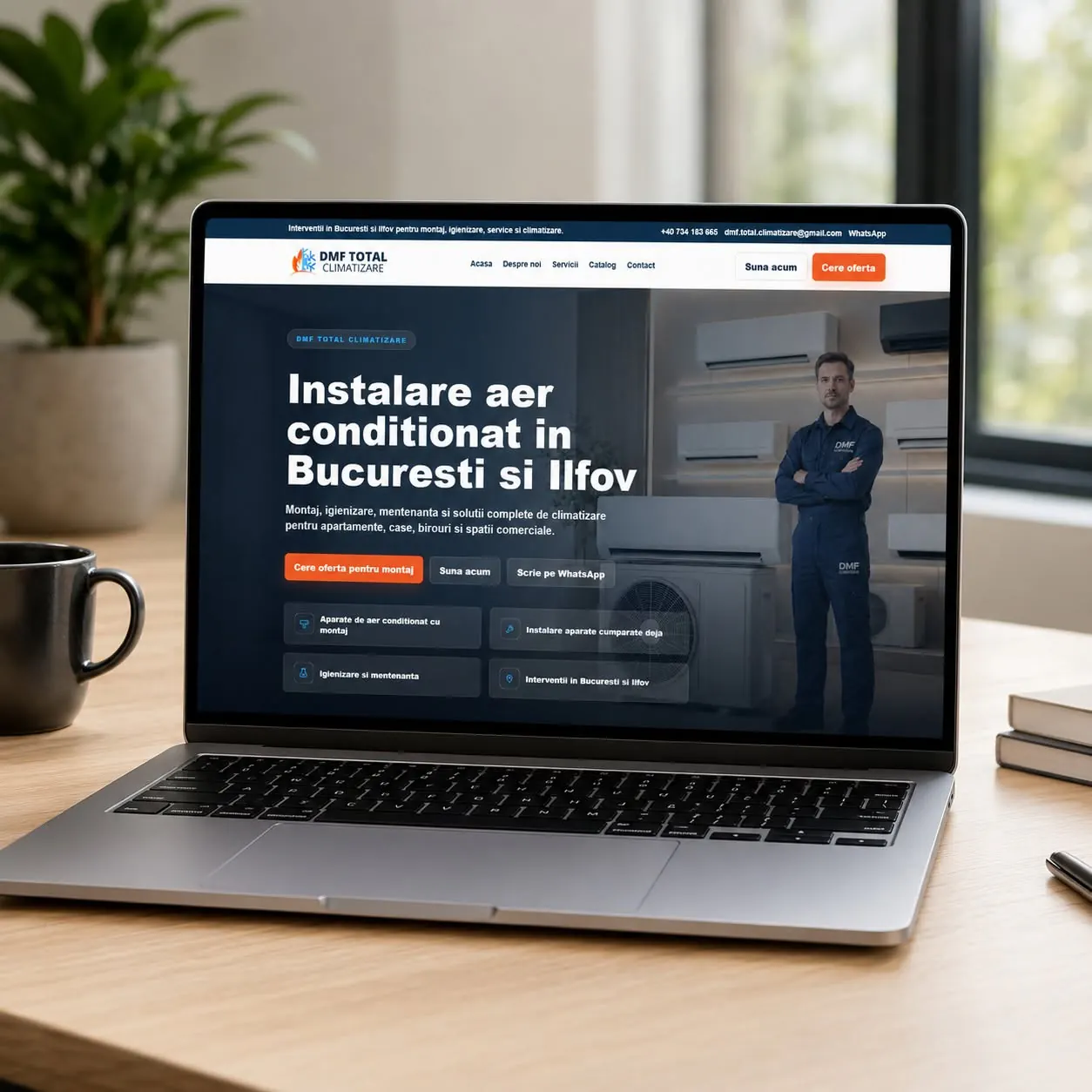 DMF Climatizare - site premium pentru servicii HVAC în București și Ilfov - proiect DMF Total Climatizare în portofoliul BrandWave
