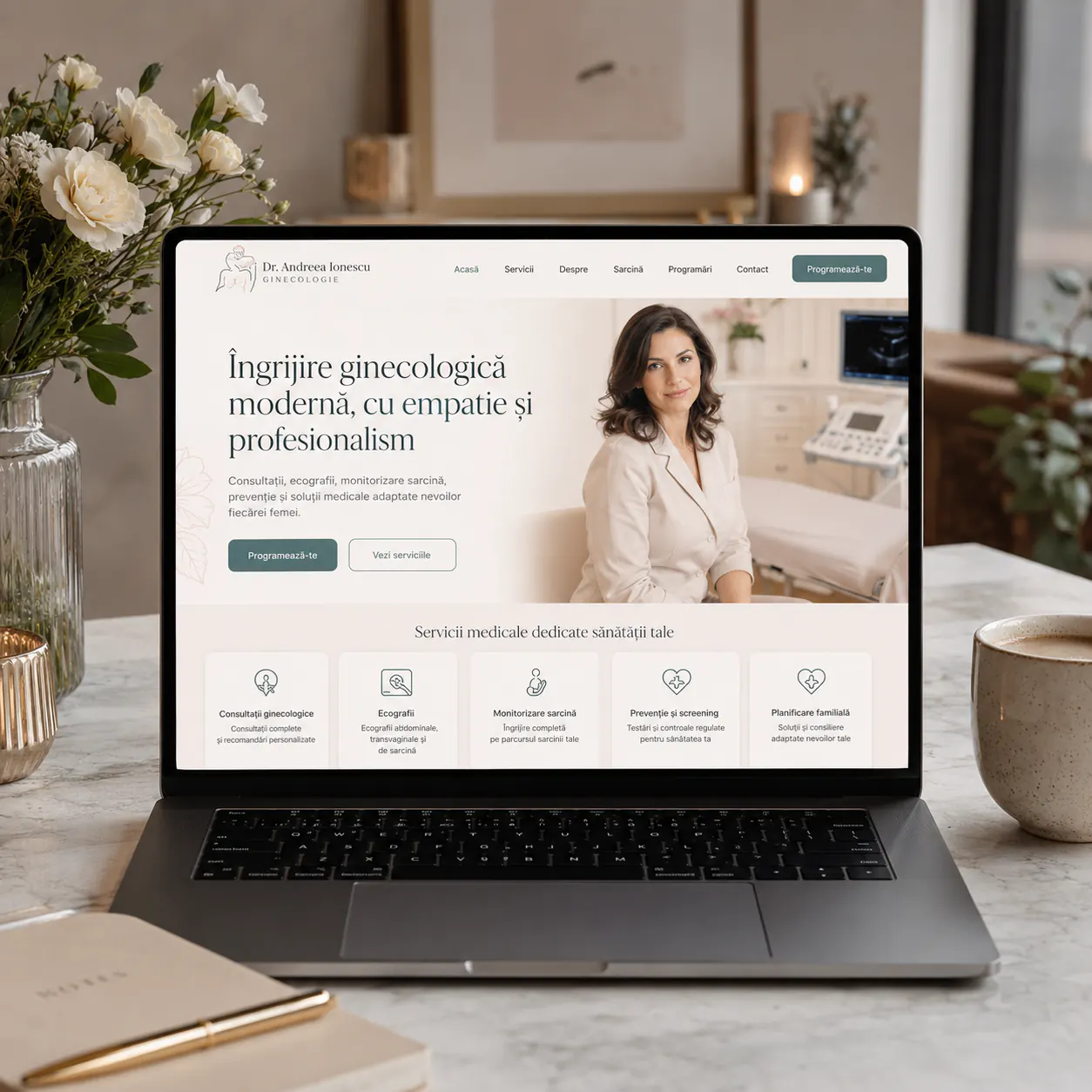 Dr. Andreea Ionescu - site medical în lucru pentru ginecologie - proiect Dr. Andreea Ionescu în portofoliul BrandWave