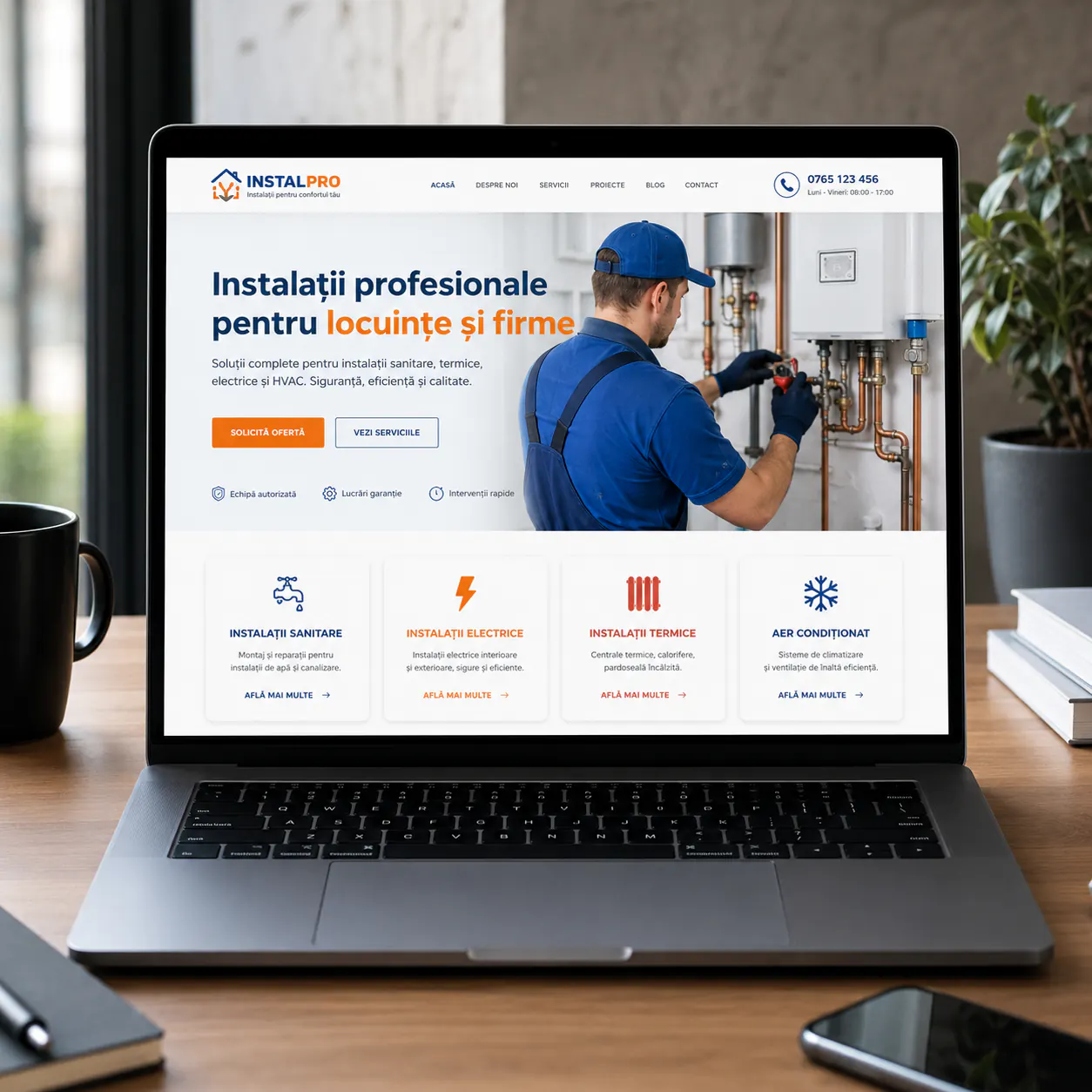 InstalPro - site în lucru pentru instalații profesionale - proiect InstalPro în portofoliul BrandWave