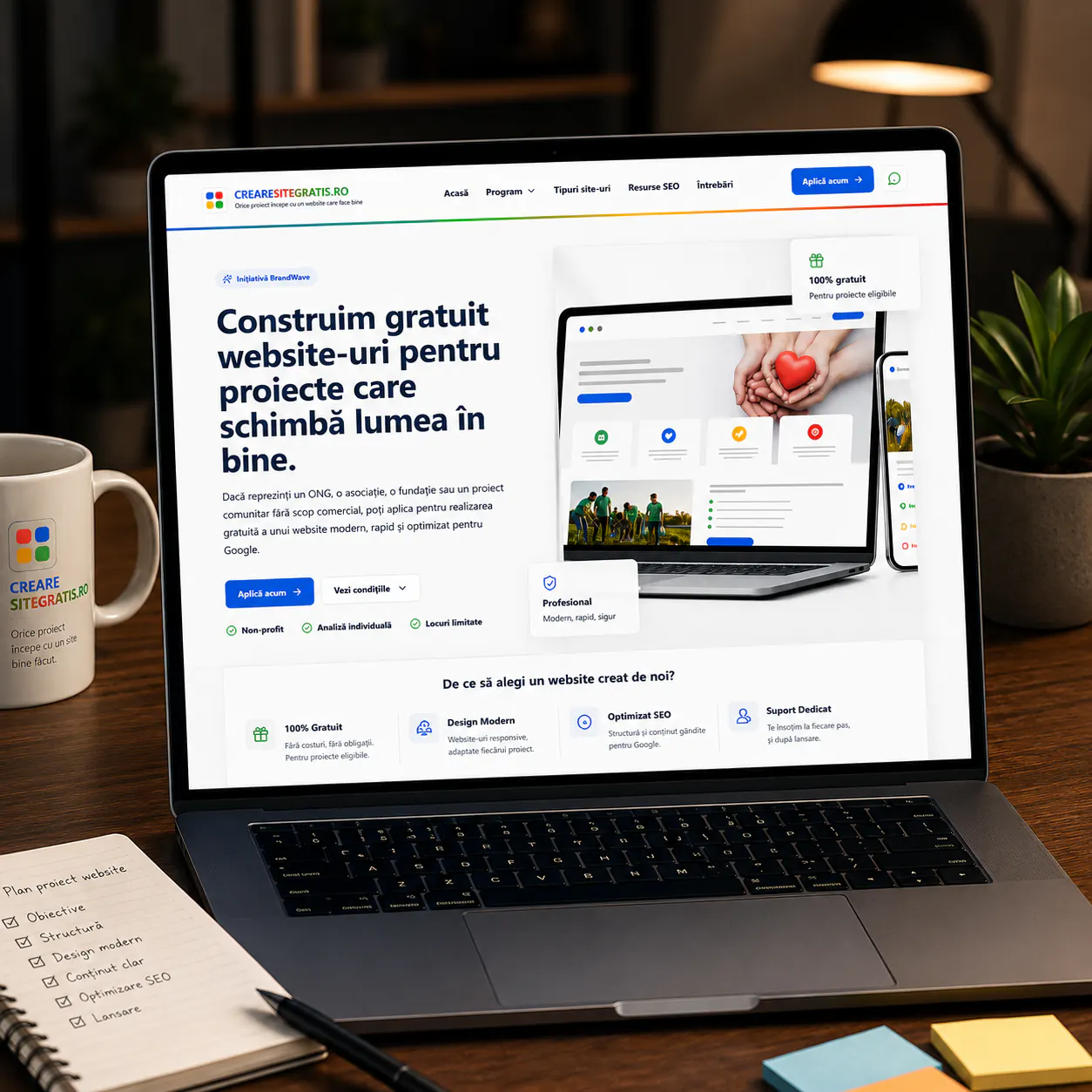 Creare Site Gratis - platformă pentru site-uri gratuite - proiect Creare Site Gratis în portofoliul BrandWave