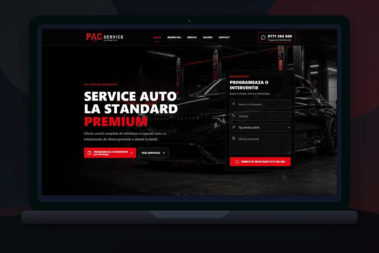 PAC Service - site pentru service auto în Sectorul 1 - proiect PAC Service în portofoliul BrandWave