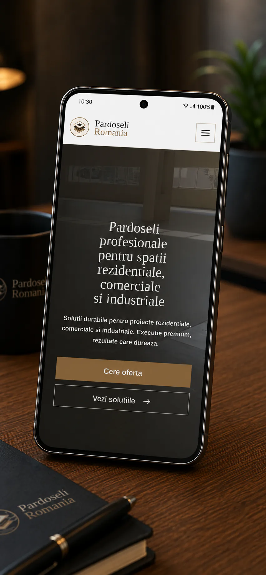 mockup mobil Pardoseli Romania site responsive pentru servicii de pardoseli