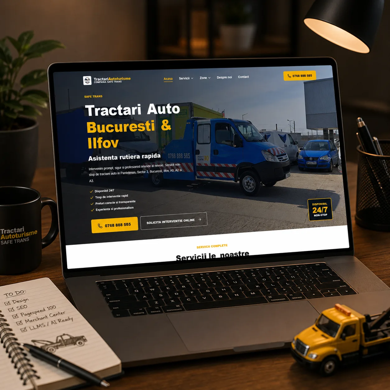 Tractări Autoturisme - asistență rutieră București & Ilfov - proiect Tractări Autoturisme în portofoliul BrandWave