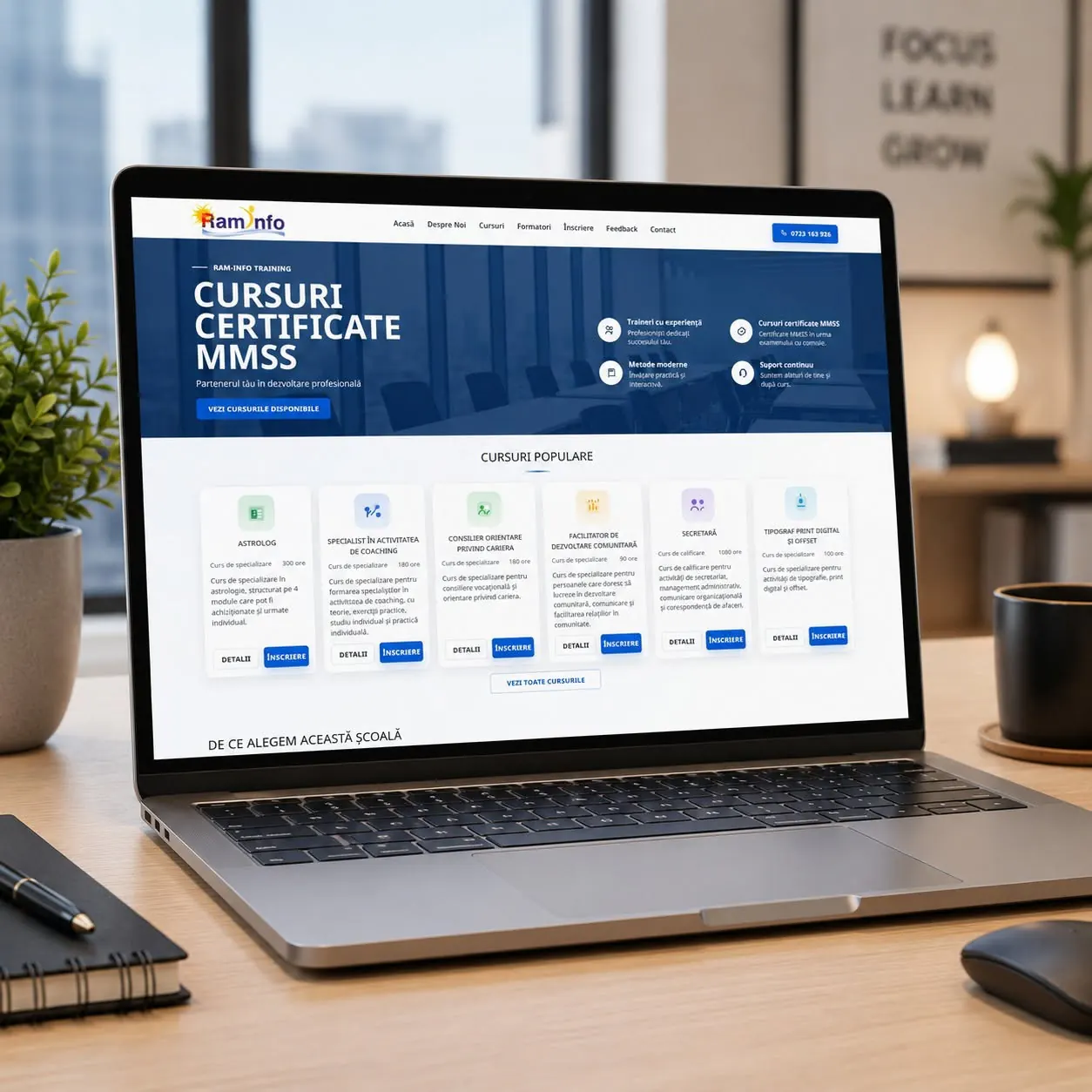 RAM Info - site premium pentru cursuri certificate de Ministerul Muncii - proiect RAM Info în portofoliul BrandWave