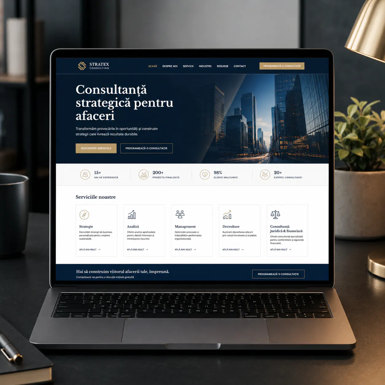 Stratex Consulting - site în lucru pentru consultanță strategică - proiect Stratex Consulting în portofoliul BrandWave