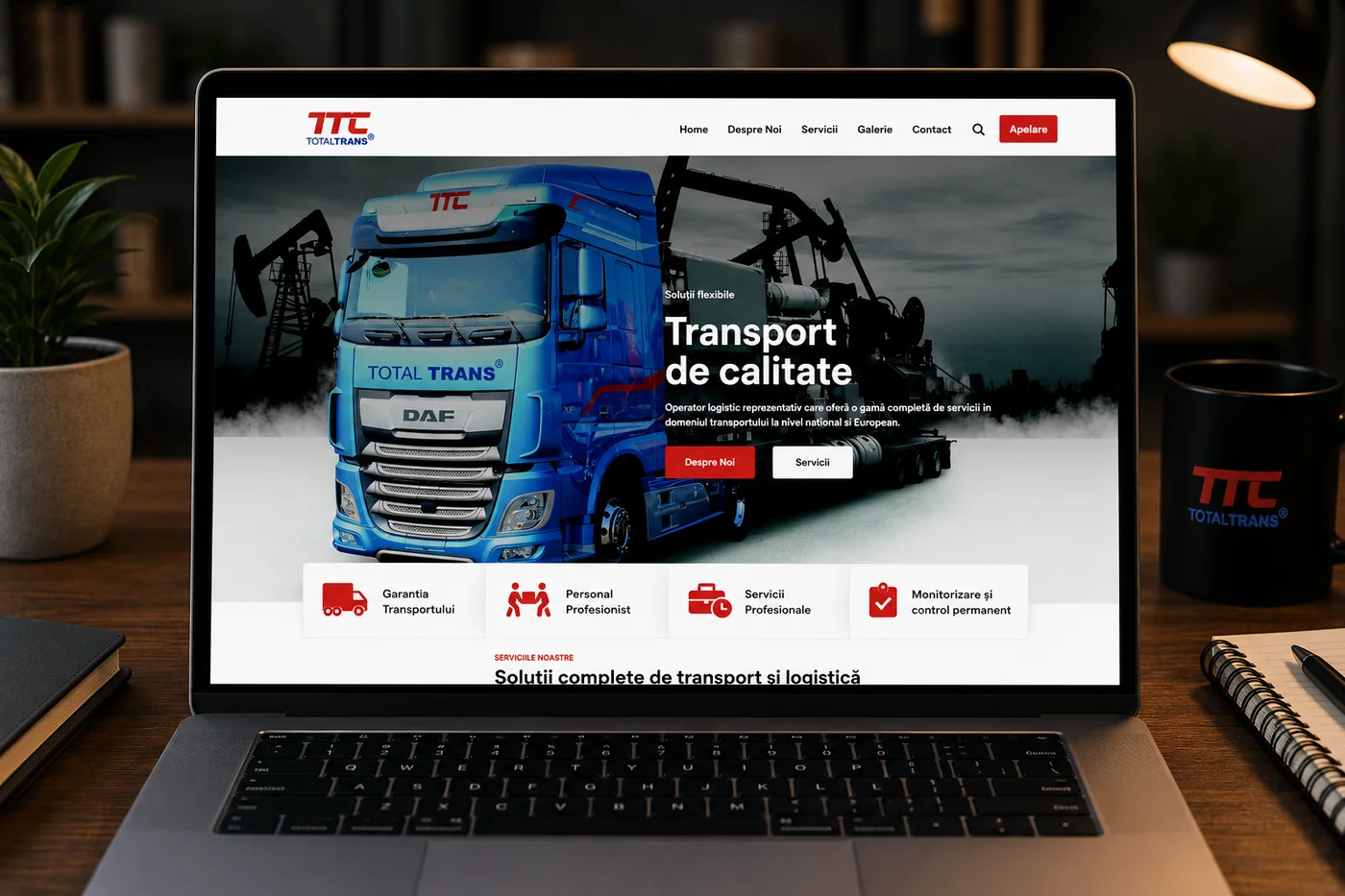 Total Trans - site pentru transport și logistică - proiect Total Trans în portofoliul BrandWave
