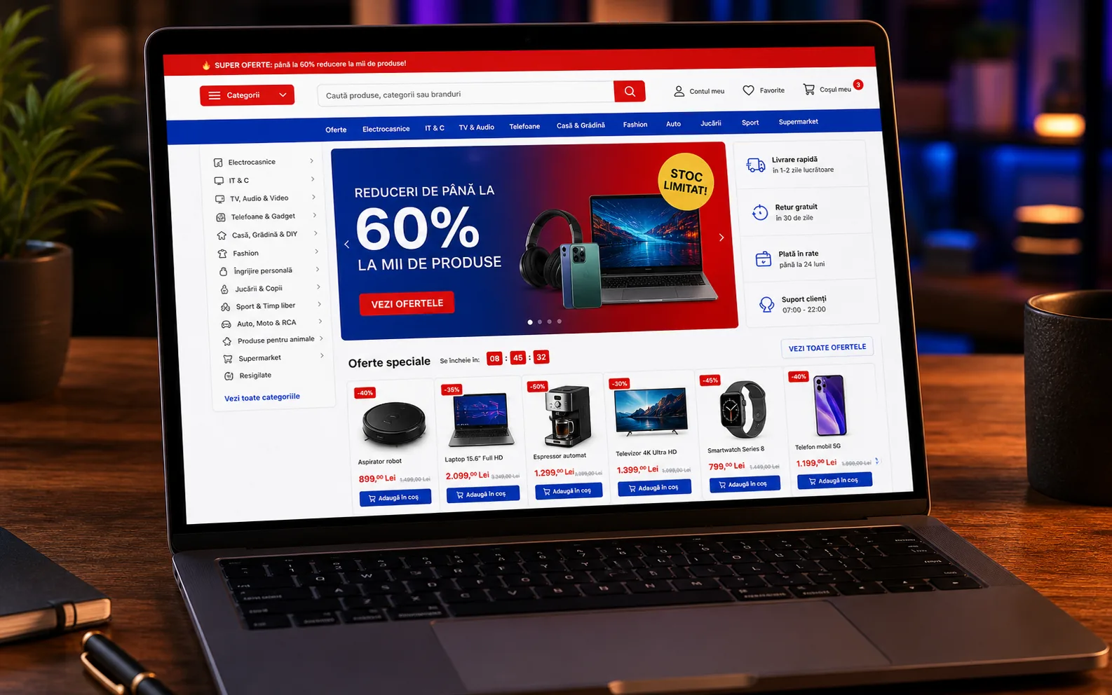 mockup magazin online custom B2C cu catalog si checkout