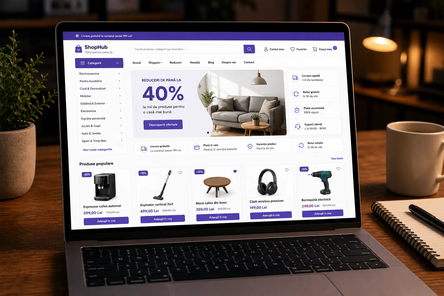 mockup magazin online WooCommerce pentru WordPress